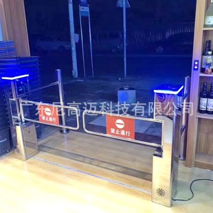 贵阳超市单行禁行通道门 不锈钢立柱摆闸 三杆棍闸十字式旋转单向