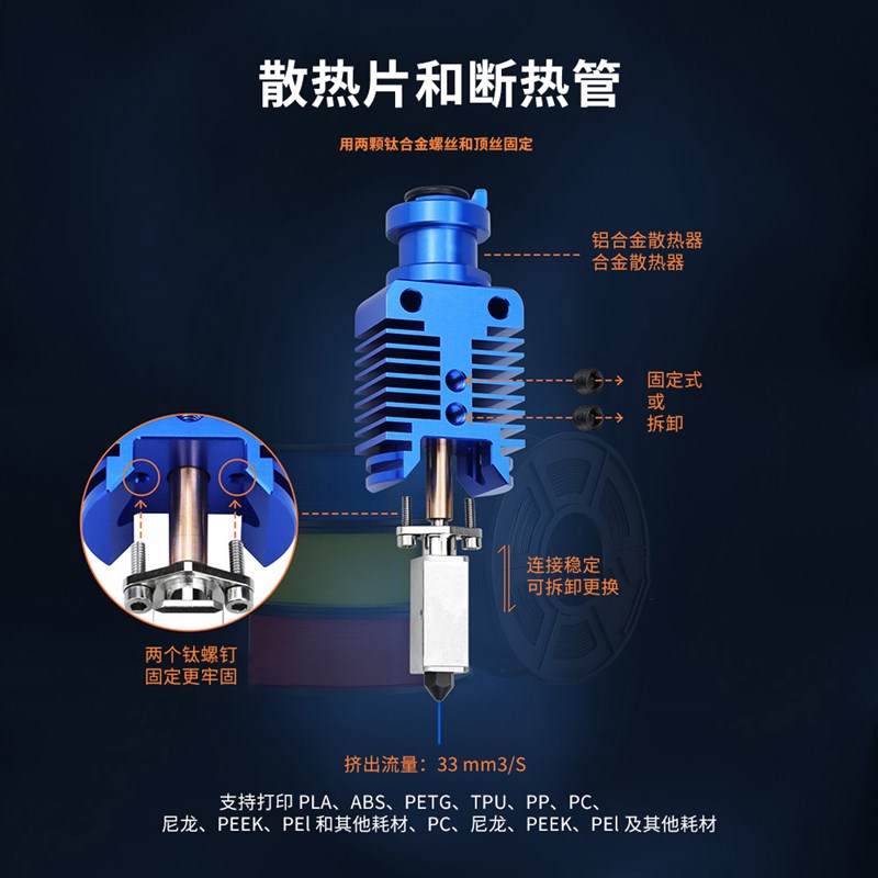 3D打印机TZ-E3-2.0新款挤出头套件适用于Ender3/V2/CR10/Voron2.4
