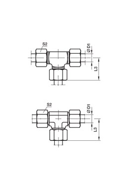 倍润T三通接头DIN标准接头DIN卡套式三通