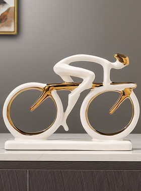 轻奢创意客厅玄关书柜p酒柜摆件自行车书房运动单车雕塑装饰品摆