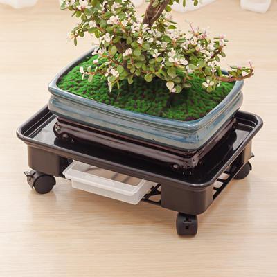 长方型花盆托盘可移动花架万向轮塑料树脂接水底盘底座带滚轮滑轮