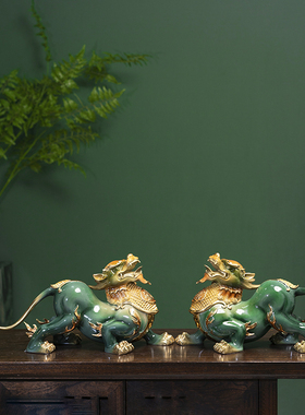 柏梵黄铜招财貔貅摆件高档家居办公室玄关乔迁新居开业礼品装饰
