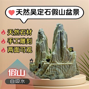 微型吸水石假山吴定石摆件天然原石绿植上水石鱼缸造景加湿盆景