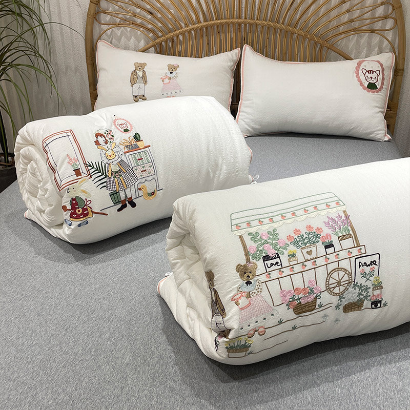 全棉刺绣款本白被芯柔软舒适春秋被褥四季加厚冬被单双人家用亲肤