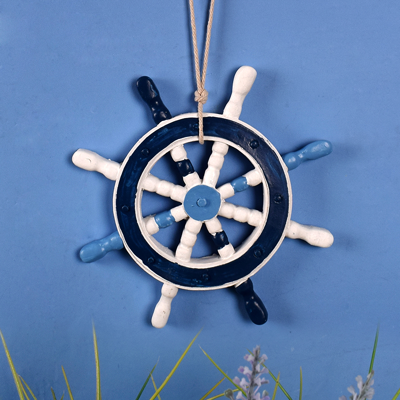地中海风格17CM小号树脂船舵装饰方向盘壁挂感性经验粉红蓝宝买部