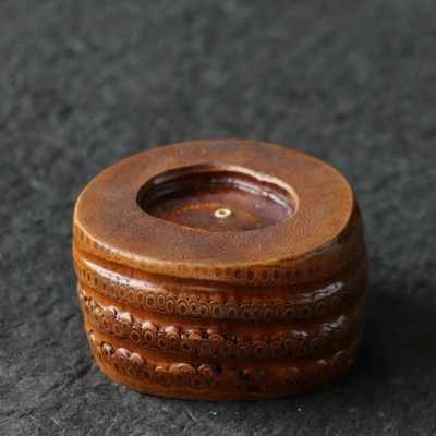 精选高密度竹根满钉老料大漆工艺香道香插香器竹器工艺品