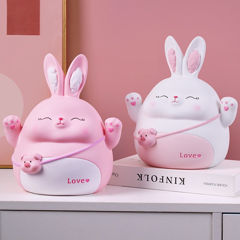 新款兔年存钱罐儿童玩具储蓄罐男女礼品零钱罐攒钱罐工搪胶工艺