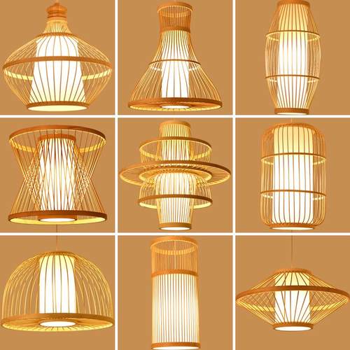 创意中式餐厅酒店禅意竹编吊灯灯笼茶室饭店火锅店日式竹艺吊灯具