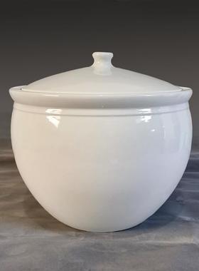 纯白色陶瓷米缸家用加厚耐高温大号甜米酒密封杂粮泡菜坛猪油罐桶