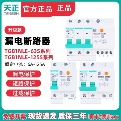 天正TENGEN漏电断路器TGB1NLE-32/63/125A家用保护器220v电闸漏保