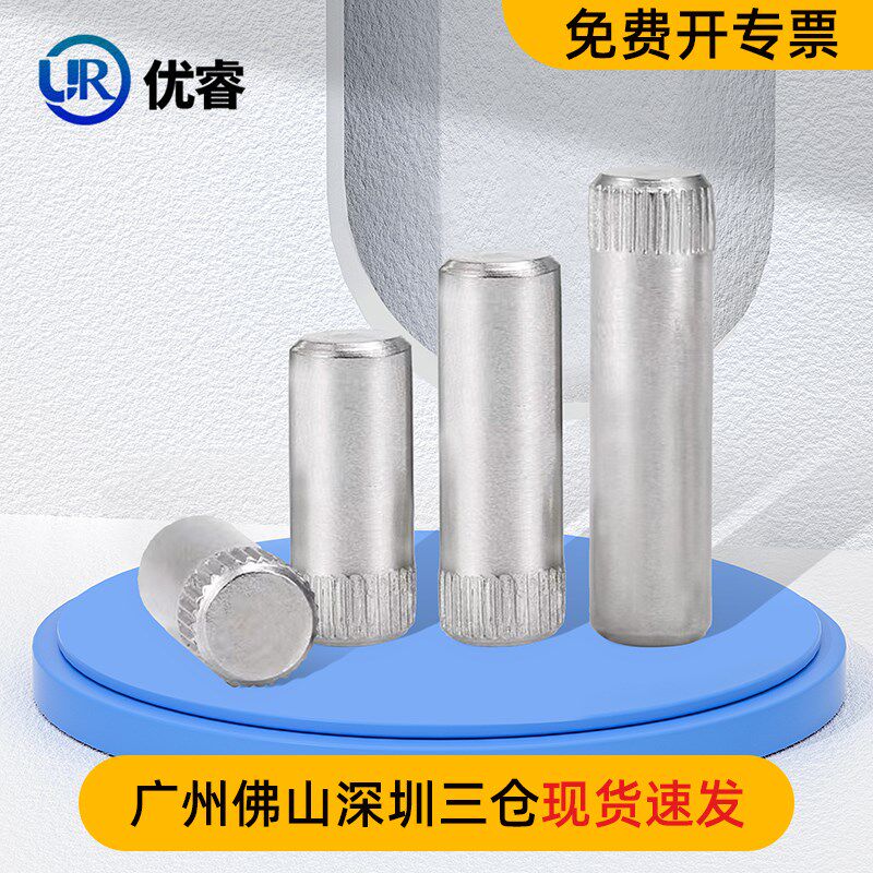 304不锈钢滚花圆柱销钉轴销合页销玩具城连接杆定位销M1.5M2M3-M8