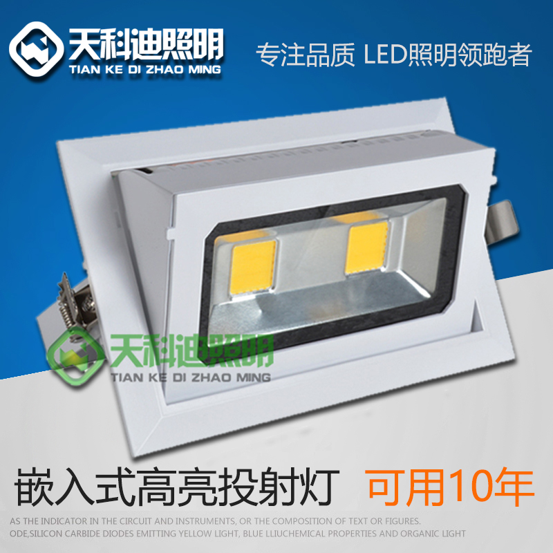 LED嵌入式方形可调角度象鼻射灯20w40w60w双头白色门头展览投射灯