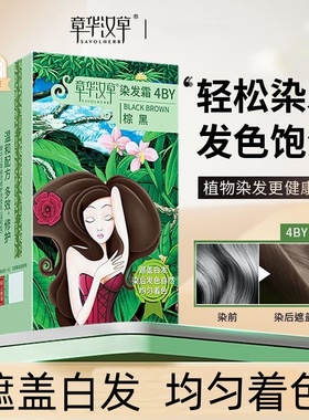章华汉草染发霜3B自然黑植物精华遮白发居家便捷补染彩染发低刺激