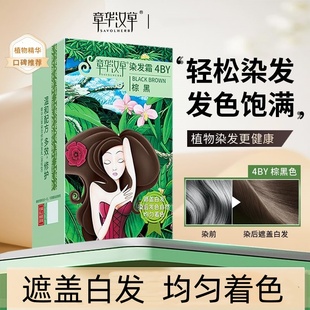 章华汉草染发霜3B自然黑植物精华遮白发居家便捷补染彩染发低刺激