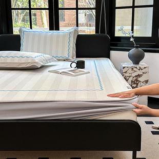 冰丝凉席三件套可水洗简约印花1.5米床笠款 轻奢风夏季 空调软席1.8