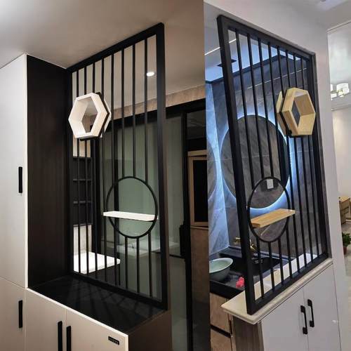 定制现代铁艺入户玄关柜镂空装饰架隔断屏风卫生间客厅半墙小隔断