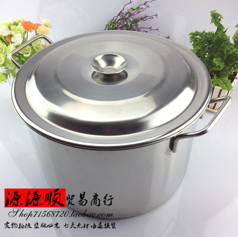 江门不锈钢汤锅 带盖无磁开水锅 矮汤桶 1.0加厚特厚江门汤桶水桶