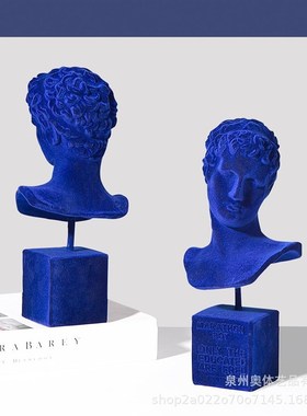 欧式简约时尚艺术家装摆件树脂玄关彷J石膏植绒马拉松少年雕像