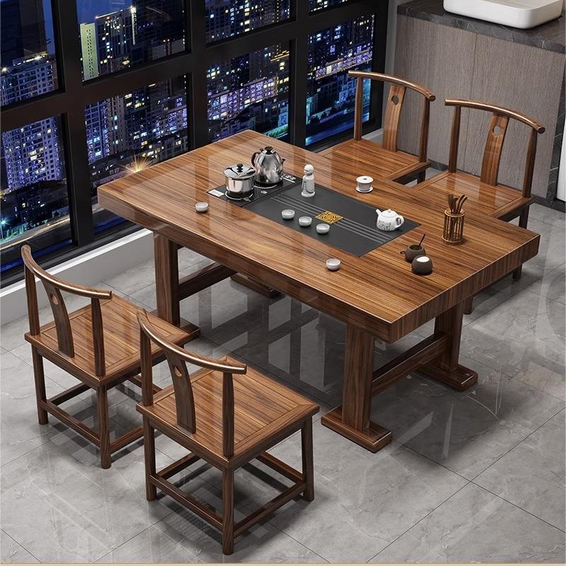阳台大板茶台实木大板茶桌组合新中式G客椅家用茶几公办室小户型