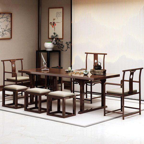 新中式胡桃木色实木茶桌全套公室茶楼茶台棋牌室家用客厅茶桌椅,商业/办公家具,茶台/茶桌,淘宝优惠券,粉丝福利购,淘宝优惠卷