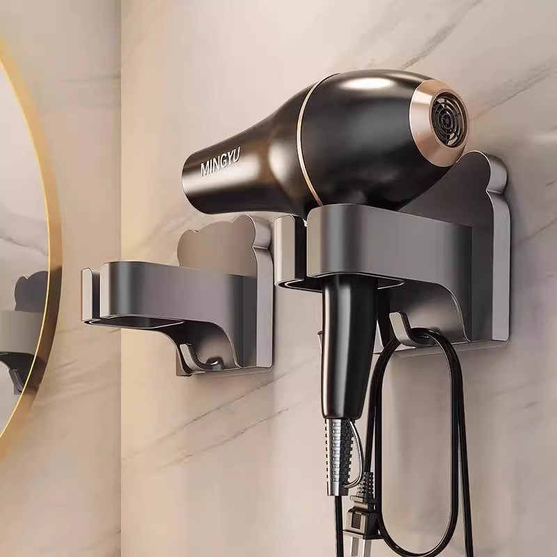 吹风机收纳置物架免打孔卫t生间电吹风固定挂架浴室壁挂式风筒支