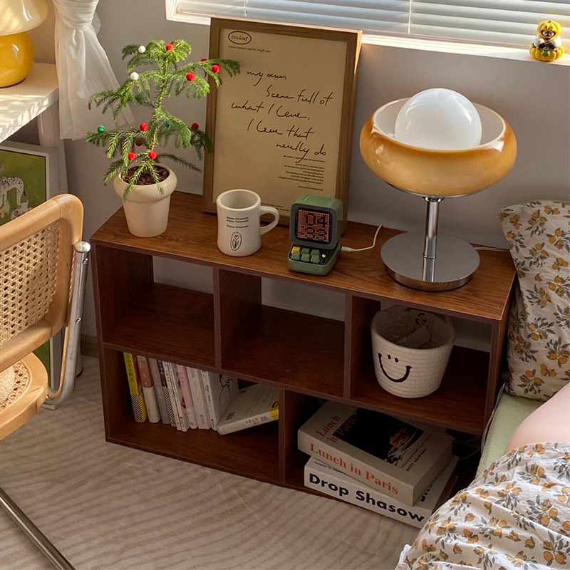 书架实木落地f置物架格子柜储物柜卧室床边柜床头收纳柜简约矮书