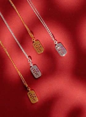 S925银种子字文殊财神度母作明佛母镀金吊坠卡扣项链星月菩提配饰