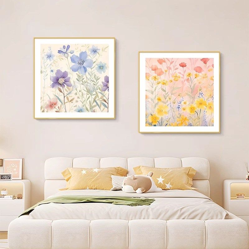 奶油风花卉卧室装饰画餐厅饭厅背景墙挂画高级感主卧床头房间壁画