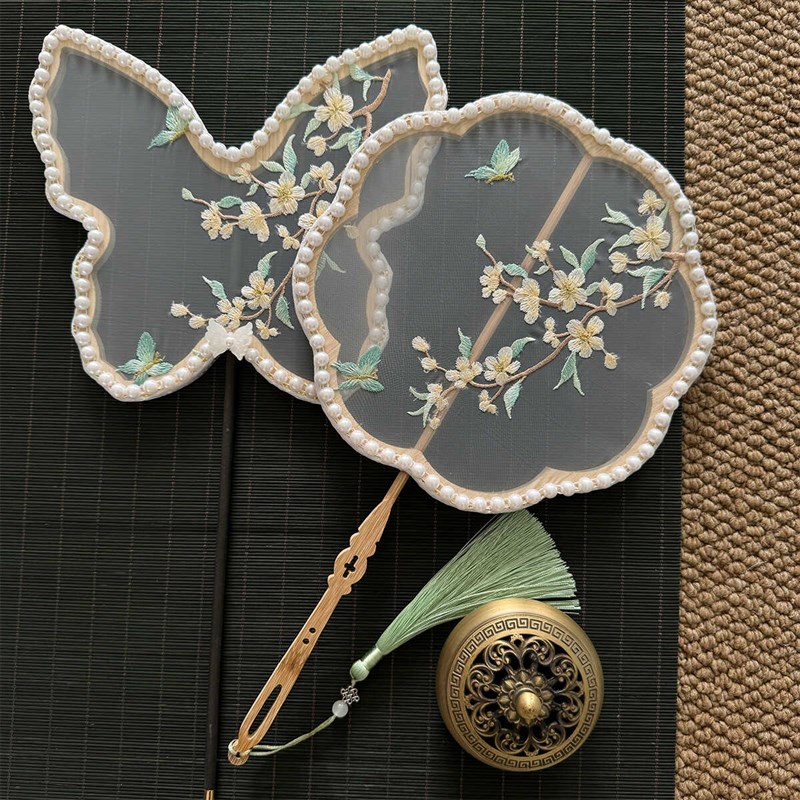 汉服扇子古风团扇流苏刺绣古典舞蹈扇绣花蝴蝶仙气古代跳舞走秀扇