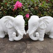 包邮 新款 饰品 装 石雕大象仿汉白玉象家居商铺柜台办公小室摆件中式
