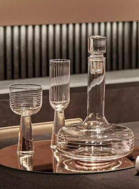 简约现代轻奢样板间客厅茶几玻璃酒具酒杯托盘组合摆件软装饰品