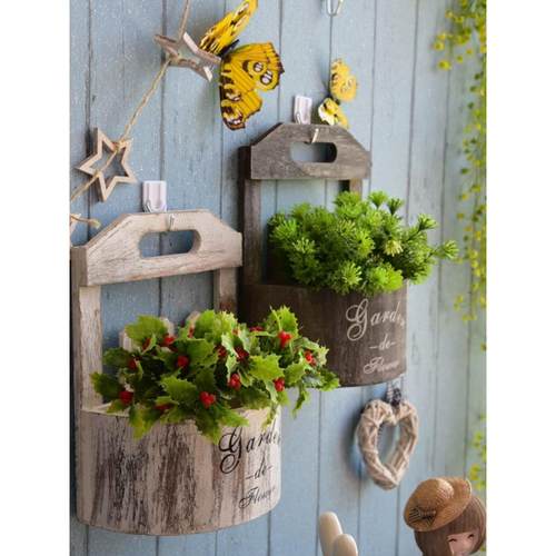 复古壁挂花盆花篮架挂墙摆件创意悬挂壁挂手工藤编织装饰藤编架盆