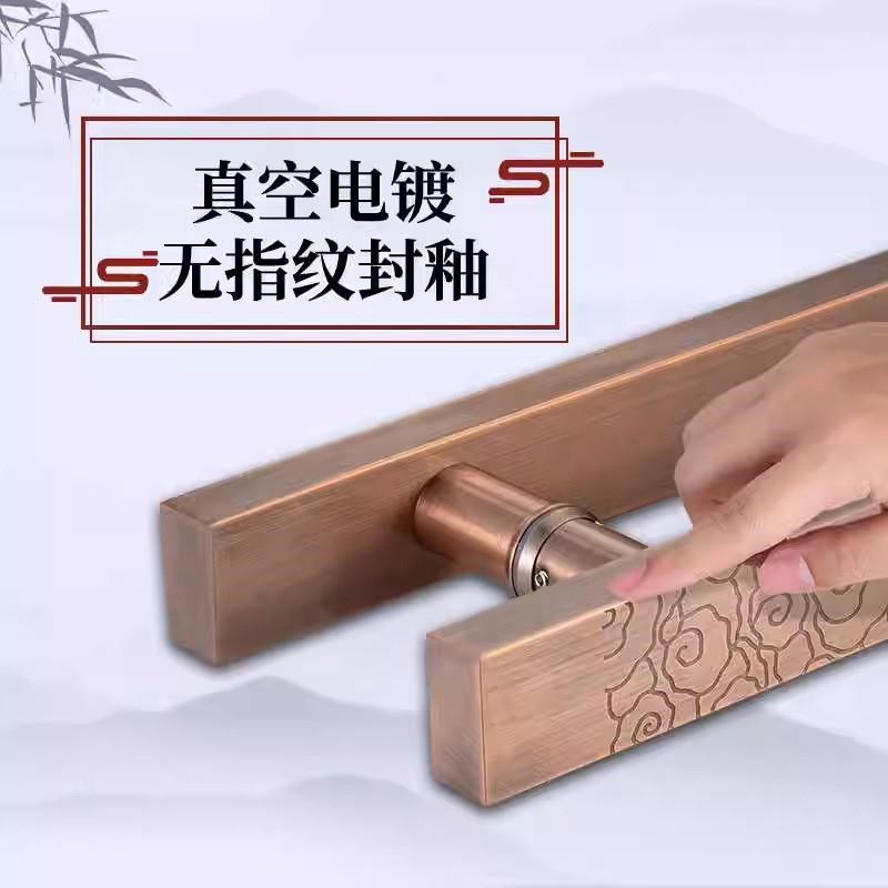 中式大门拉手古铜祥云玻璃门把手不锈钢推KTV拉移门木门拉手加厚