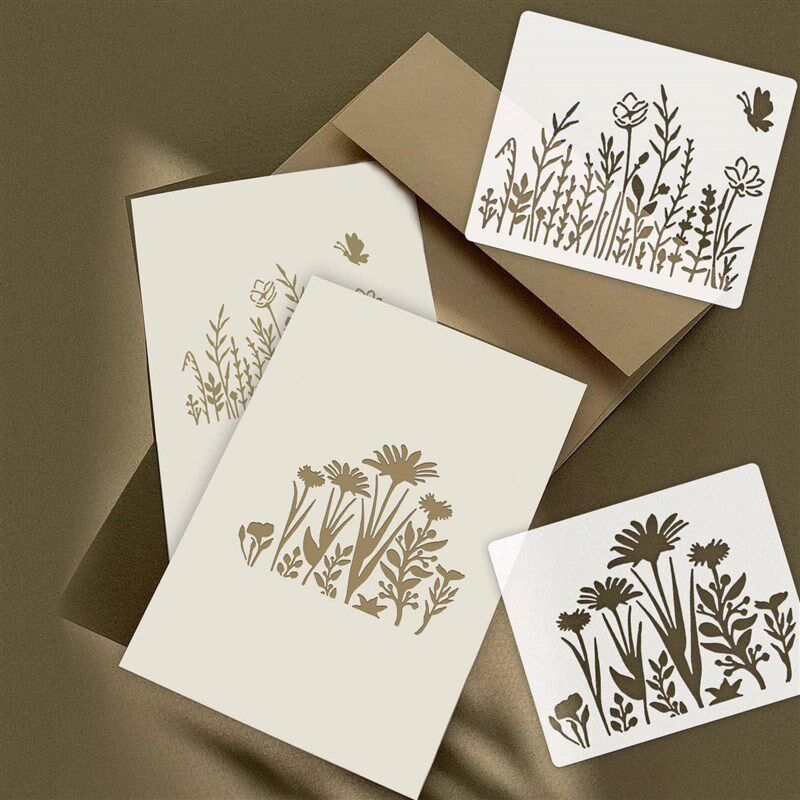 镂空绘画模板植物花草镂空绘画手抄报模板儿童画画手绘DIY素材辅