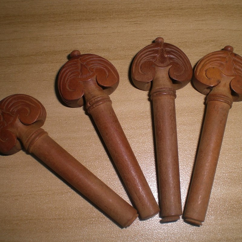 枣木雕花小提琴配件 小提琴拉弦板弦轴腮托尾盯1套送小.提微调尾