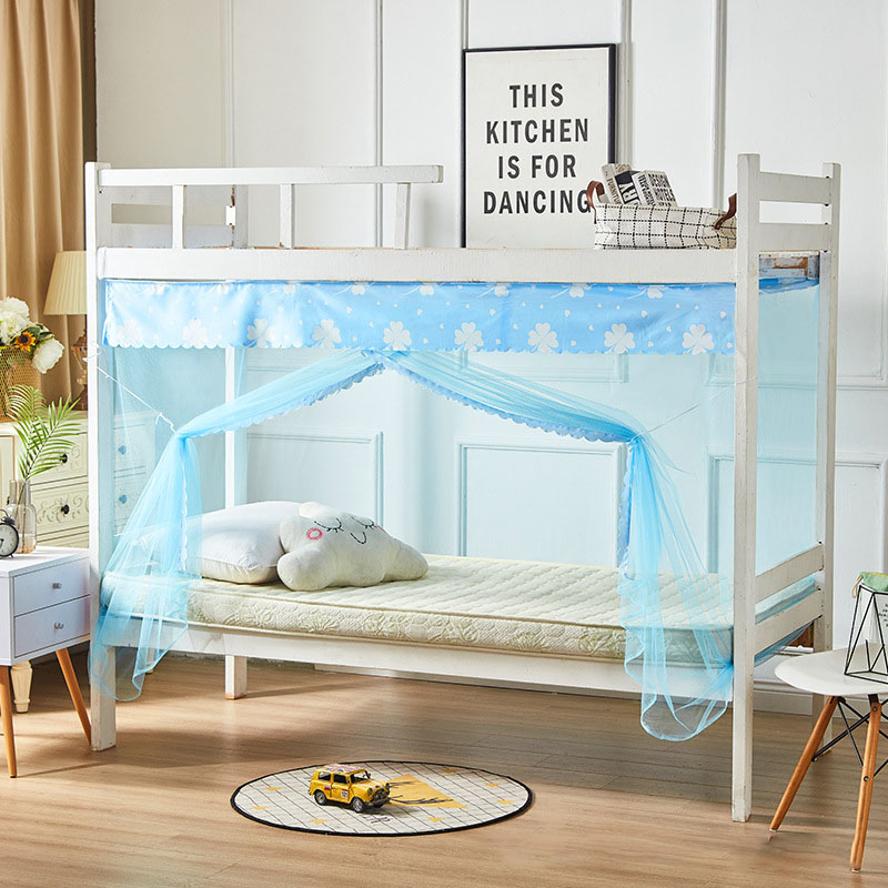 大学生宿舍上下铺防尘顶蚊帐单人牀0.9x1.9m铁架牀拉链文帐加密