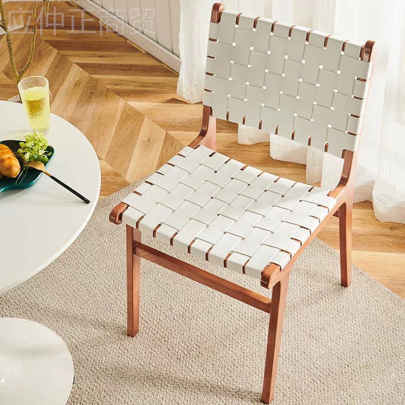 马鞍皮椅家无手餐椅代简SW07约实现用木椅子扶西餐咖啡厅装修全实