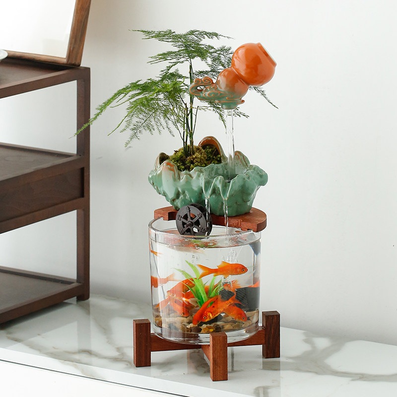 创意悬壶水循环流水摆件生态玻璃鱼缸招财小型家用转运招财养鱼缸,宠物/宠物食品及用品,猫狗汽车安全带,淘宝优惠券,粉丝福利购,淘宝优惠卷