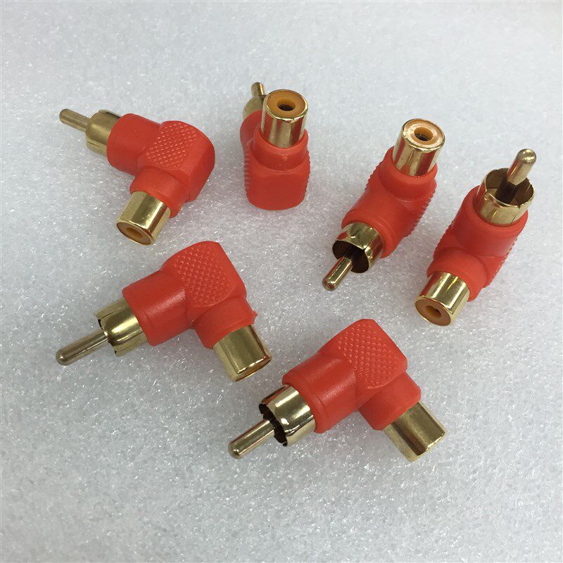 RCA公转RCA母弯头90度莲花公对母转换头AV直角L型音频转接头镀金