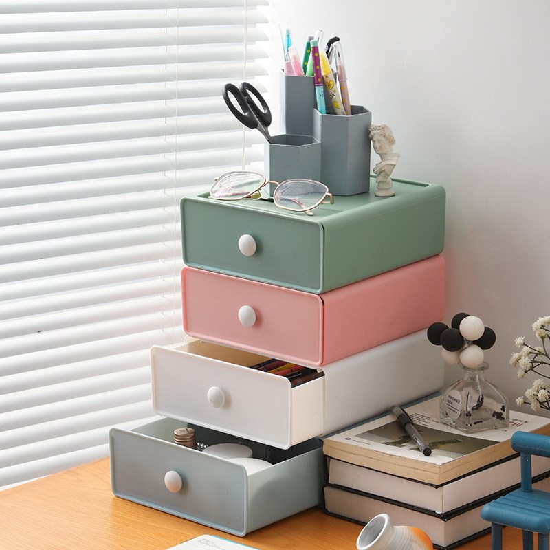 女生工位神器桌上桌面收纳盒收纳架抽屉式化妆品置物桌面收纳盒子