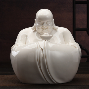 墨染留香德化白瓷富贵招财弥勒佛像大肚笑佛摆件家用弥勒摆件礼品