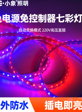 220V免驱动免控制器彩灯跑马灯户外防水室外七彩流水变色led灯条
