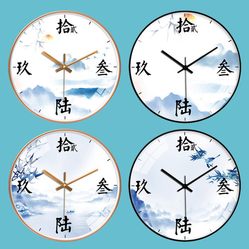 新品新中式风轻奢客厅挂钟个性创意家用卧室静音钟表艺术挂表装饰