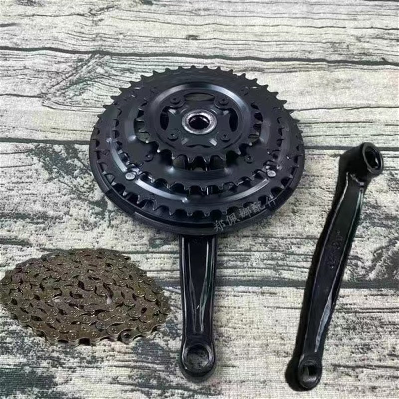 山地车变速三片牙盘全套带曲柄24速2速27速整套42T护盘单盘配件