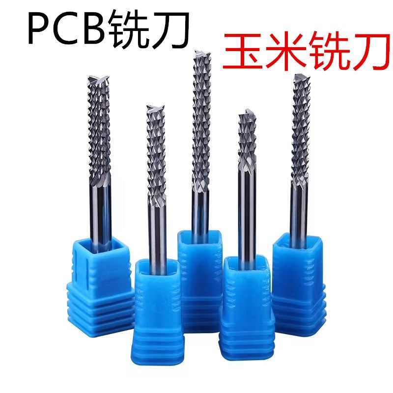 进口3.175钨钢雕刻机刀PCB铣刀波刃电路板开粗皮玉米铣刀整体合金