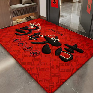 马年红色入户门地垫进门地毯家用玄关防滑脚垫子喜庆新年地毯WJ2