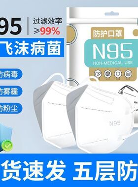 【到手100个】N95 3d立体透气五层加厚不勒耳成人防护口罩ZZ2
