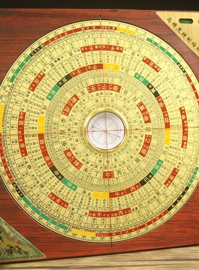 三合罗盘高精度铜盘面专业初学者八寸摆件二十四山指南针高级