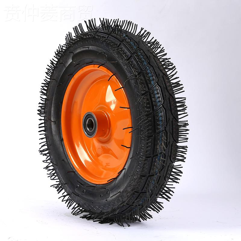 300-8黄轱五星充色气轮静音辘手推JCP车子14寸橡胶充气轮脚轮轮