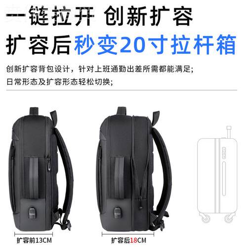 大容量女多功能扩容扩脑展充ZXW电手提两背用电包商务通勤防水男